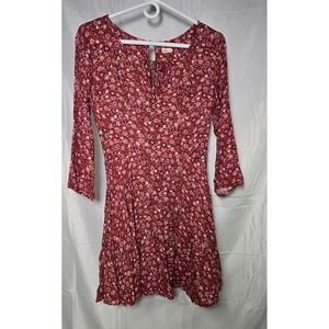 Hollister coquette dainty Floral Paisley Long Sleeve Mini Dress Womens Size S